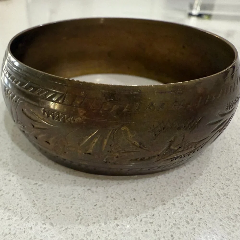 Vintage Brass Two Bangle Bracelets